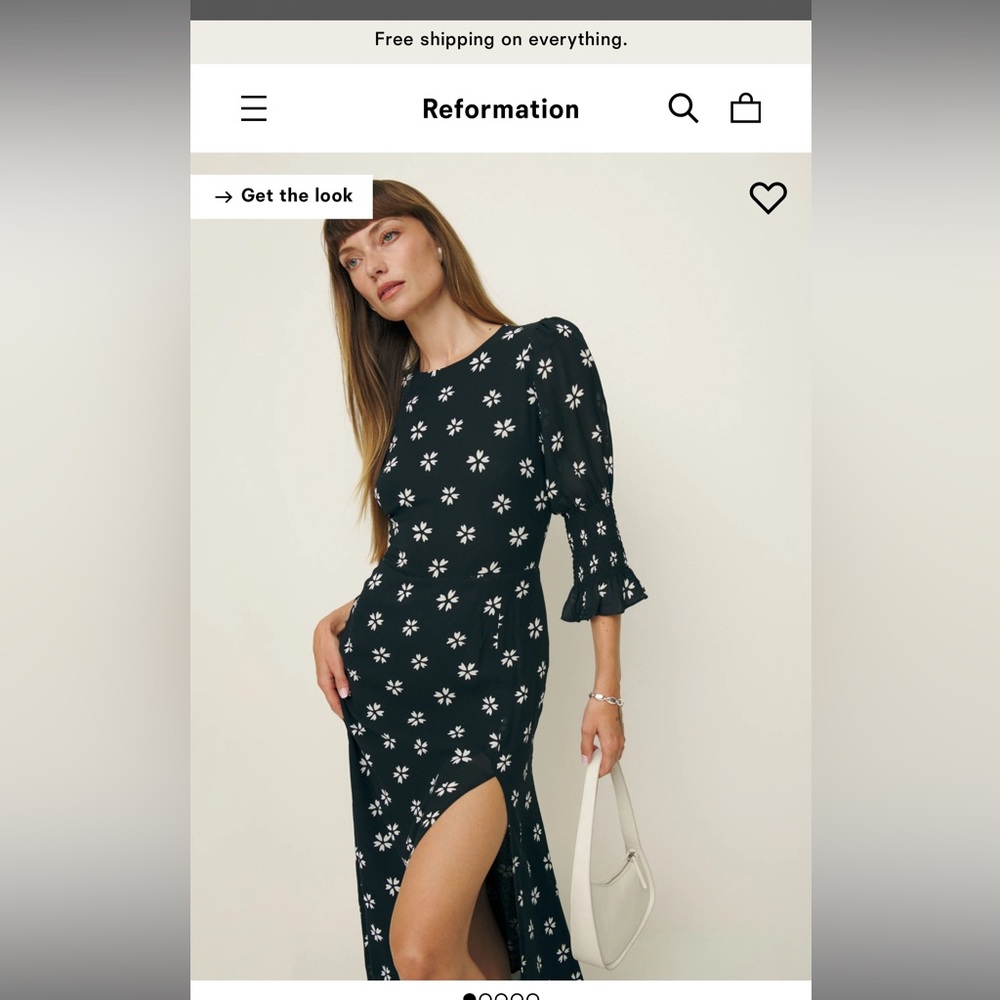 Reformation Long Sleeve Black Floral Dress